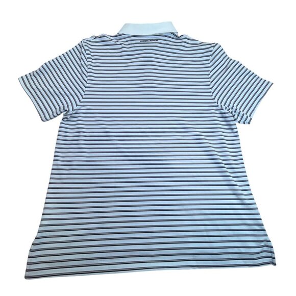 Under Armour Men's White Striped Heatgear Polo Shirt With Loose Fit Sz 2XL - Picture 2 of 8